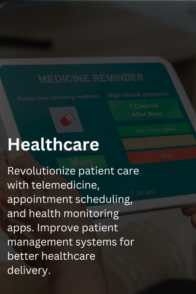 Our area of expertise is creating cutting-edge, scalable, safe healthcare applications. Allow us to use our state-of-the-art solutions to help you improve your services.